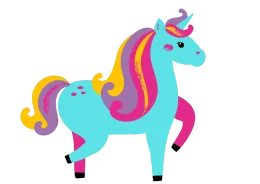 Isorne la licorne, la mascotte du kit chasse au trésor Polychromia.